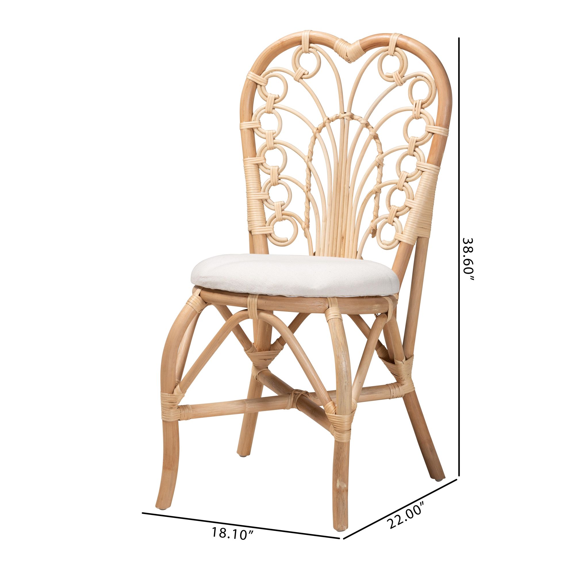 Baxton Studio Jerica Natural Brown Rattan Dining Chair