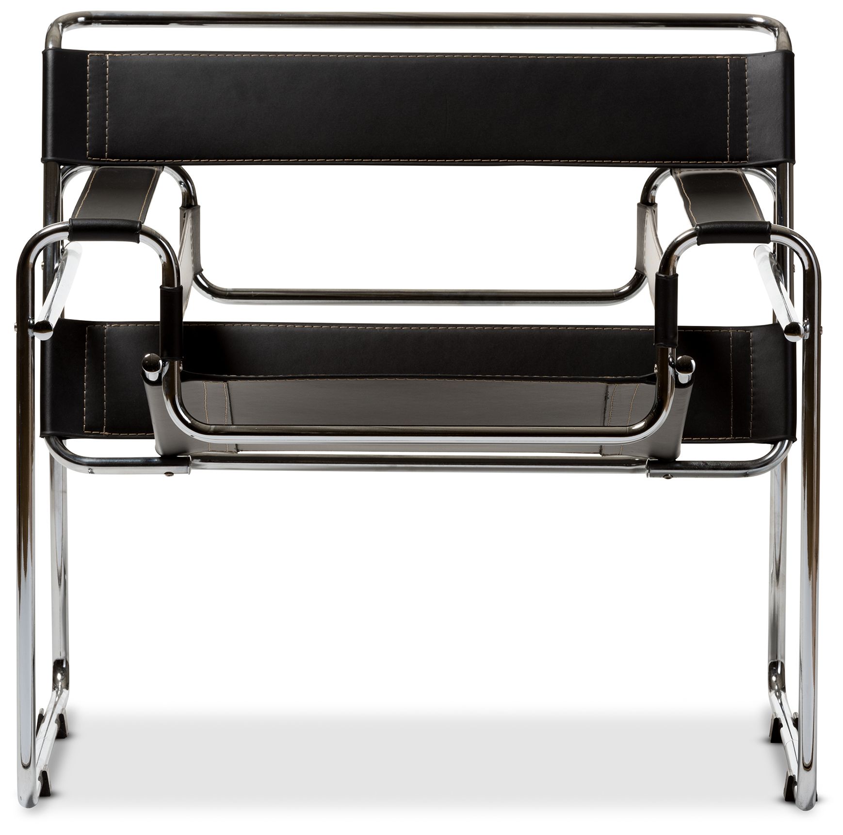 Image 3 Baxton Studio Jericho Black Leather Mid-Century Modern Accent Chair more views