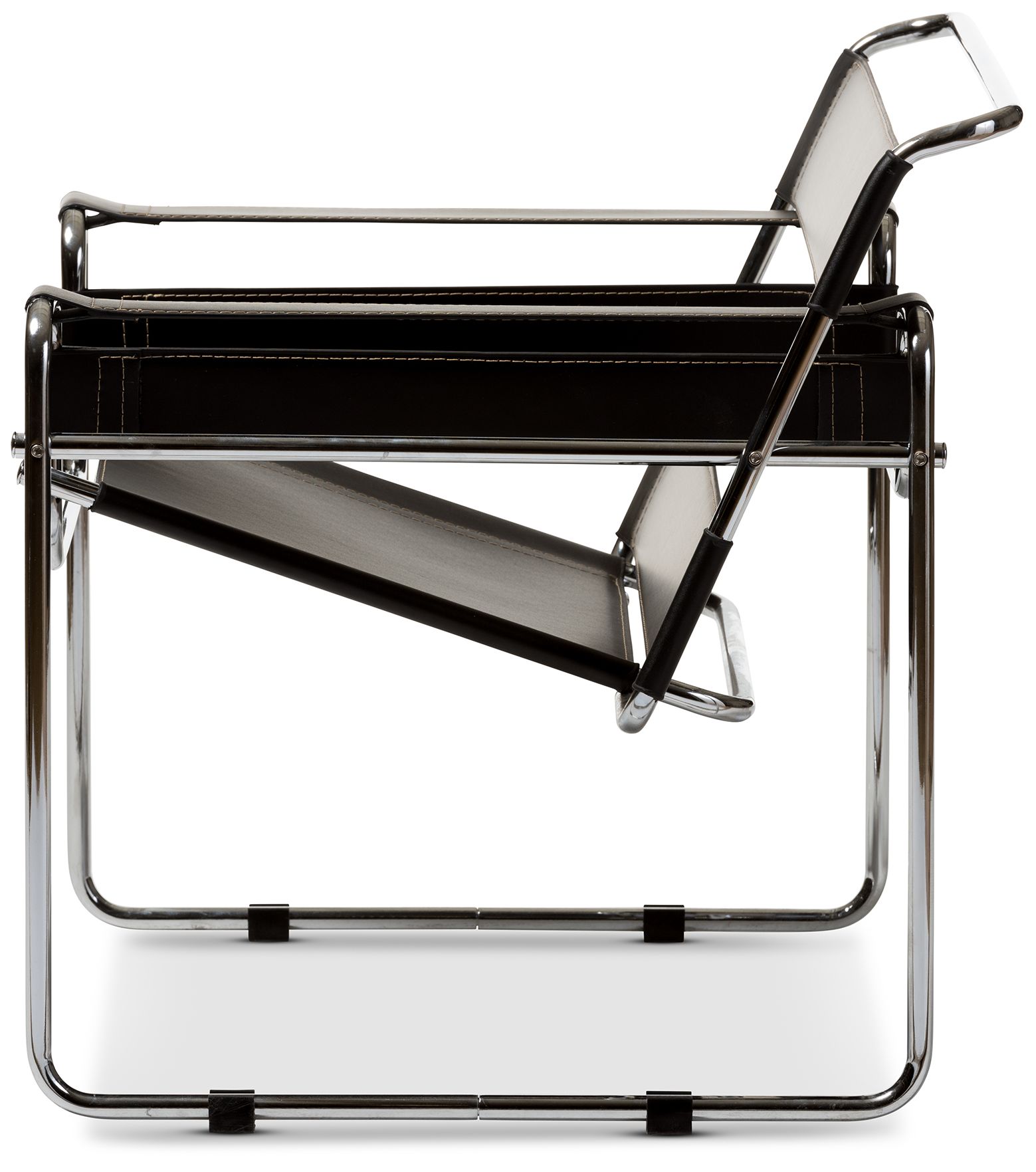 Image 4 Baxton Studio Jericho Black Leather Mid-Century Modern Accent Chair more views