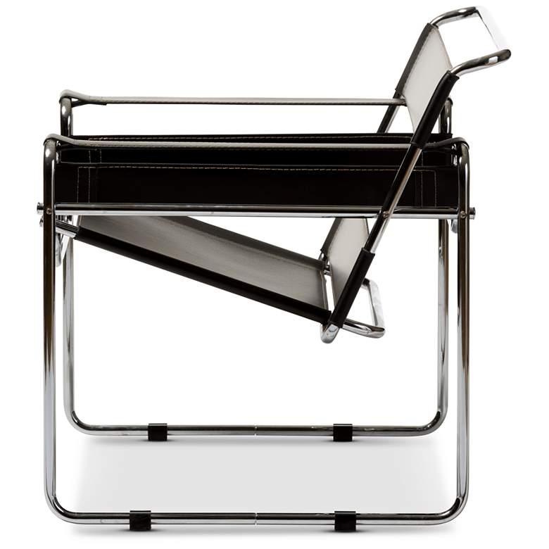 Image 4 Baxton Studio Jericho Black Leather Mid-Century Modern Accent Chair more views
