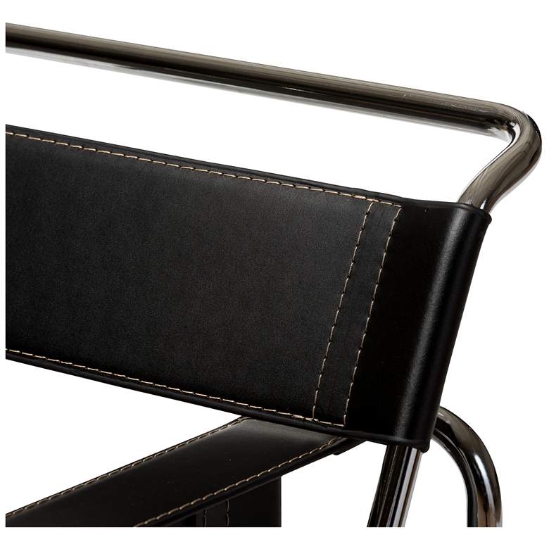 Image 5 Baxton Studio Jericho Black Leather Mid-Century Modern Accent Chair more views