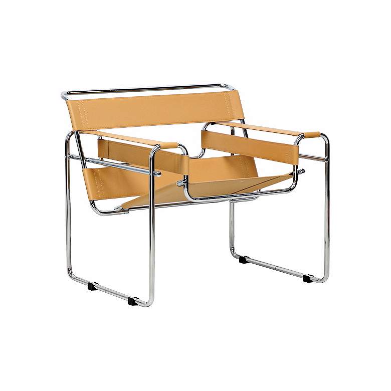 Image 1 Baxton Studio Jericho Tan Leather Mid-Century Modern Accent Chair