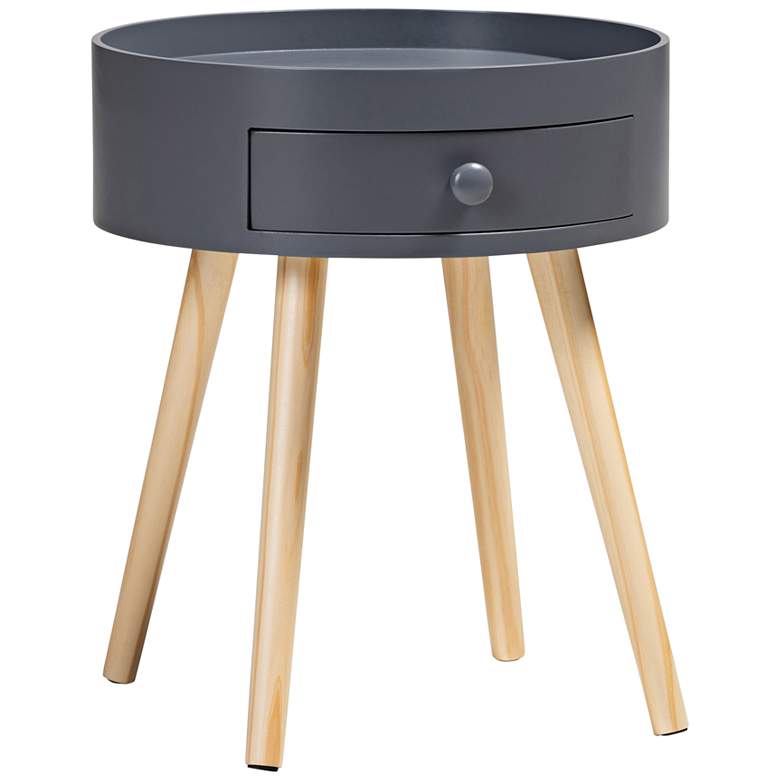 Image 1 Baxton Studio Jessen 15" Wide Gray Wood 1-Drawer Nightstand