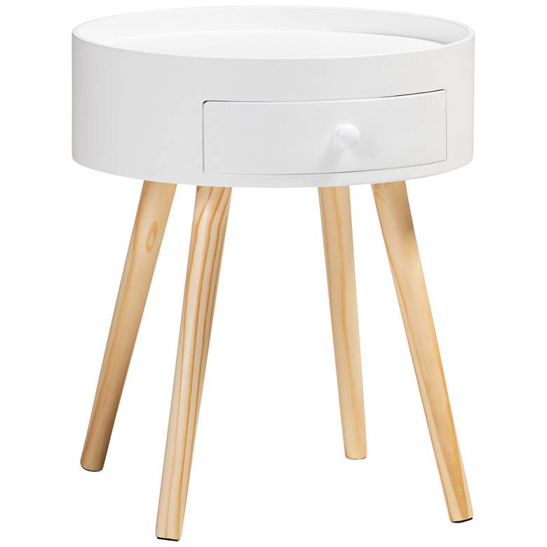 Image 2 Baxton Studio Jessen 15" Wide White Wood 1-Drawer Nightstand