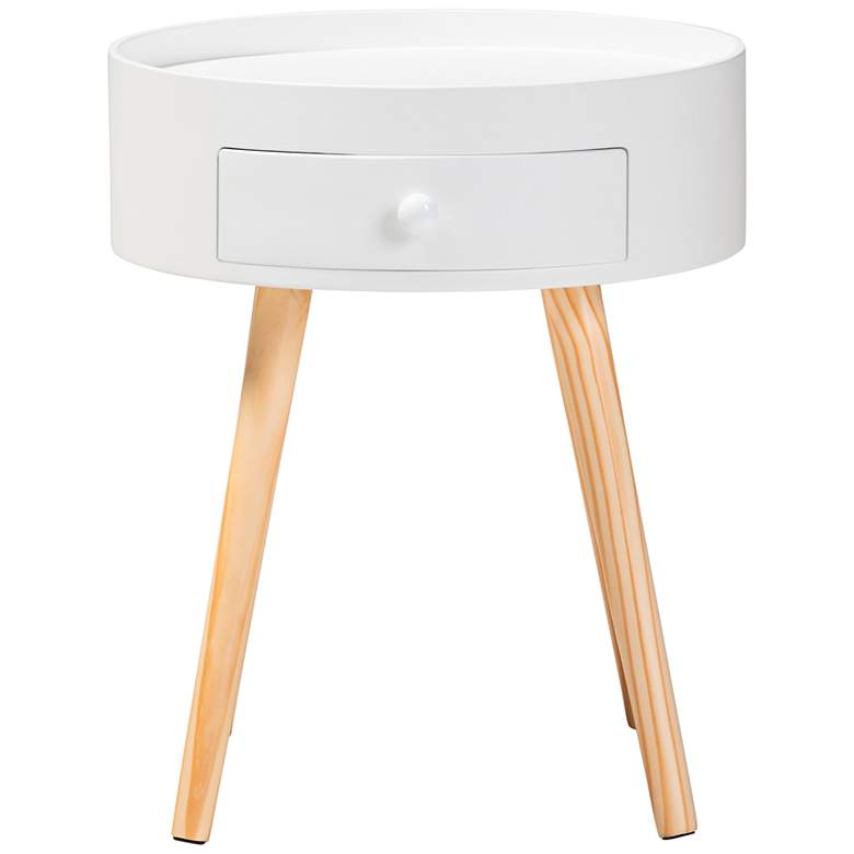Image 4 Baxton Studio Jessen 15" Wide White Wood 1-Drawer Nightstand more views