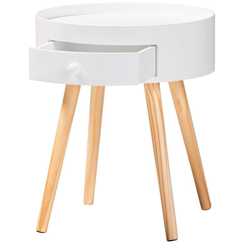 Image 5 Baxton Studio Jessen 15" Wide White Wood 1-Drawer Nightstand more views