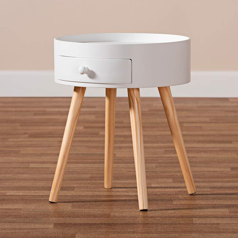 Image 7 Baxton Studio Jessen 15" Wide White Wood 1-Drawer Nightstand more views