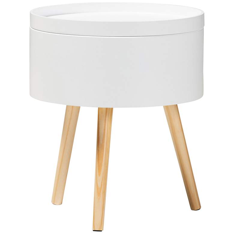 Image 1 Baxton Studio Jessen 15" Wide White Wood Nightstand with Removable Top