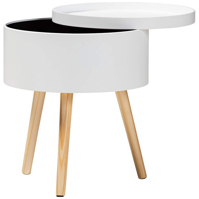 Image 2 Baxton Studio Jessen 15 inch Wide White Wood Nightstand with Removable Top more views