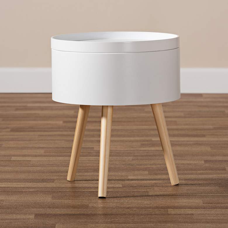 Image 5 Baxton Studio Jessen 15" Wide White Wood Nightstand with Removable Top more views