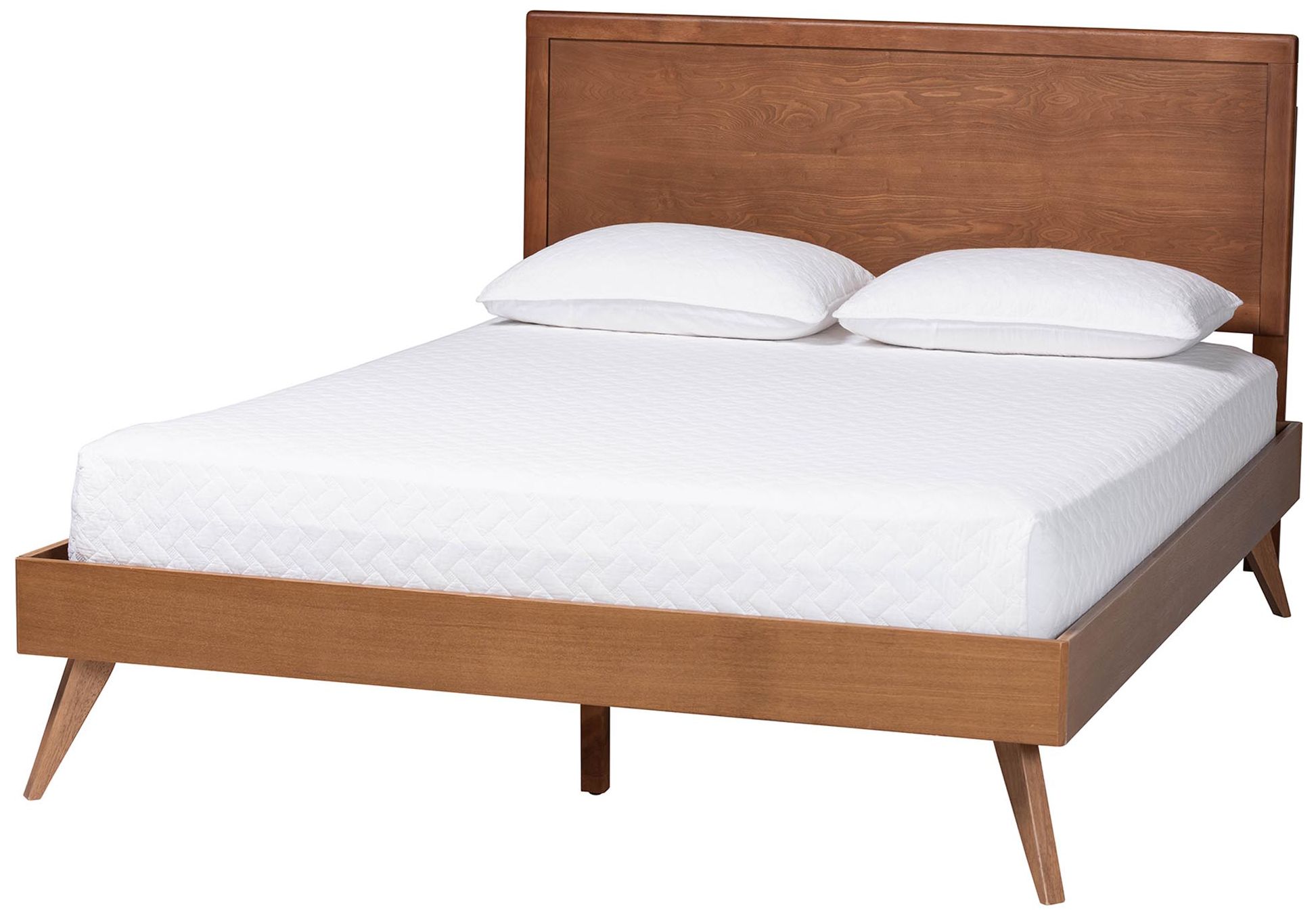 Image 2 Baxton Studio Jiro Platform Bed - Mid-Century Modern Wood Bed Frame, Queen