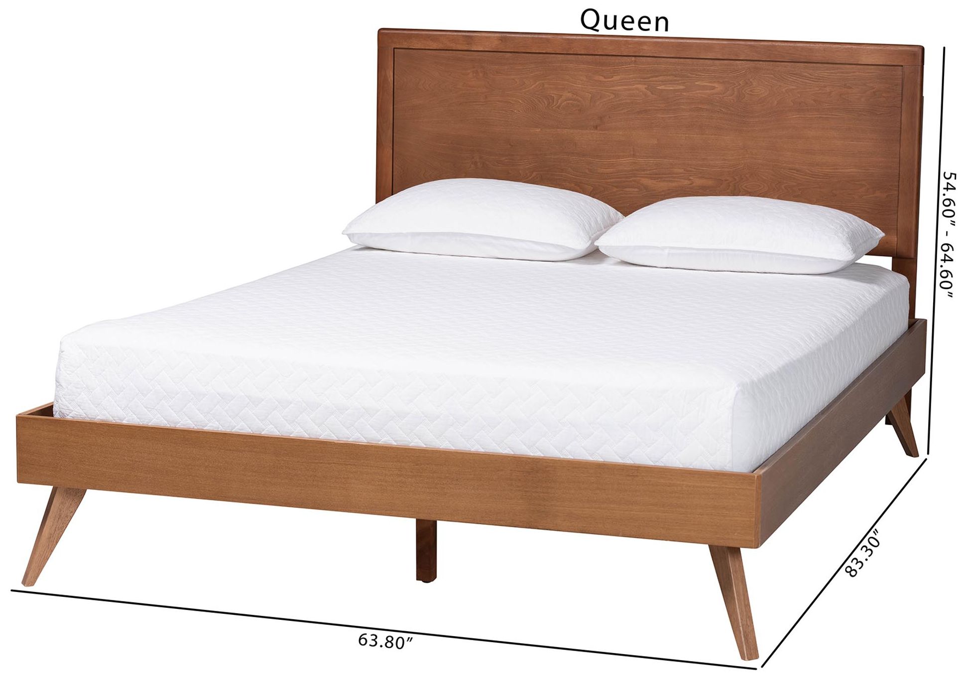 Baxton Studio Jiro Platform Bed - Mid-Century Modern Wood Bed Frame, Queen