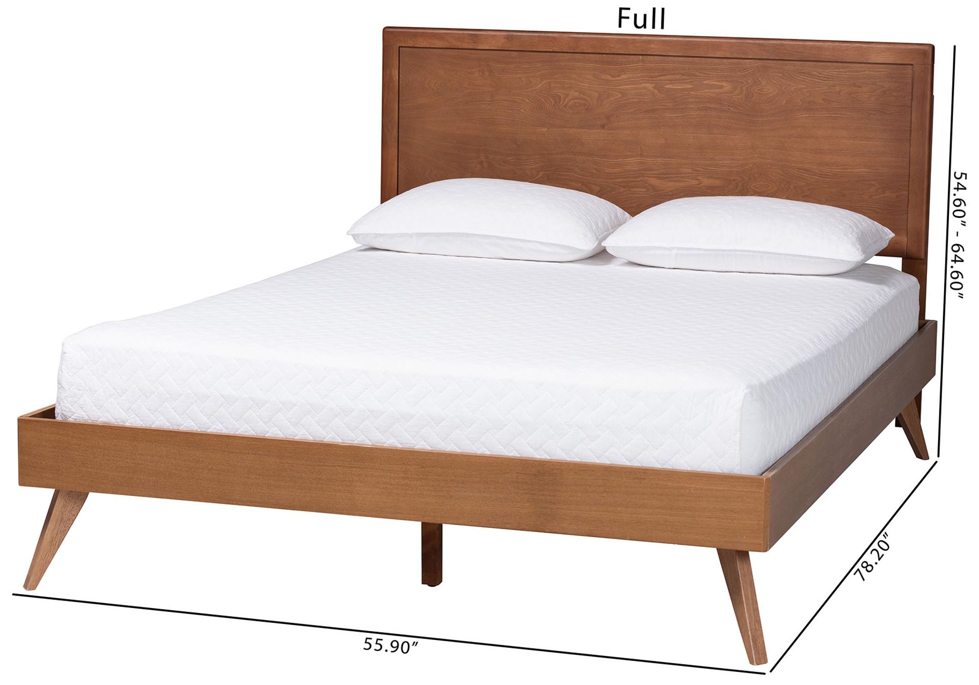 Baxton Studio Jiro Platform Bed with Panel Headboard and Angled Legs, Full