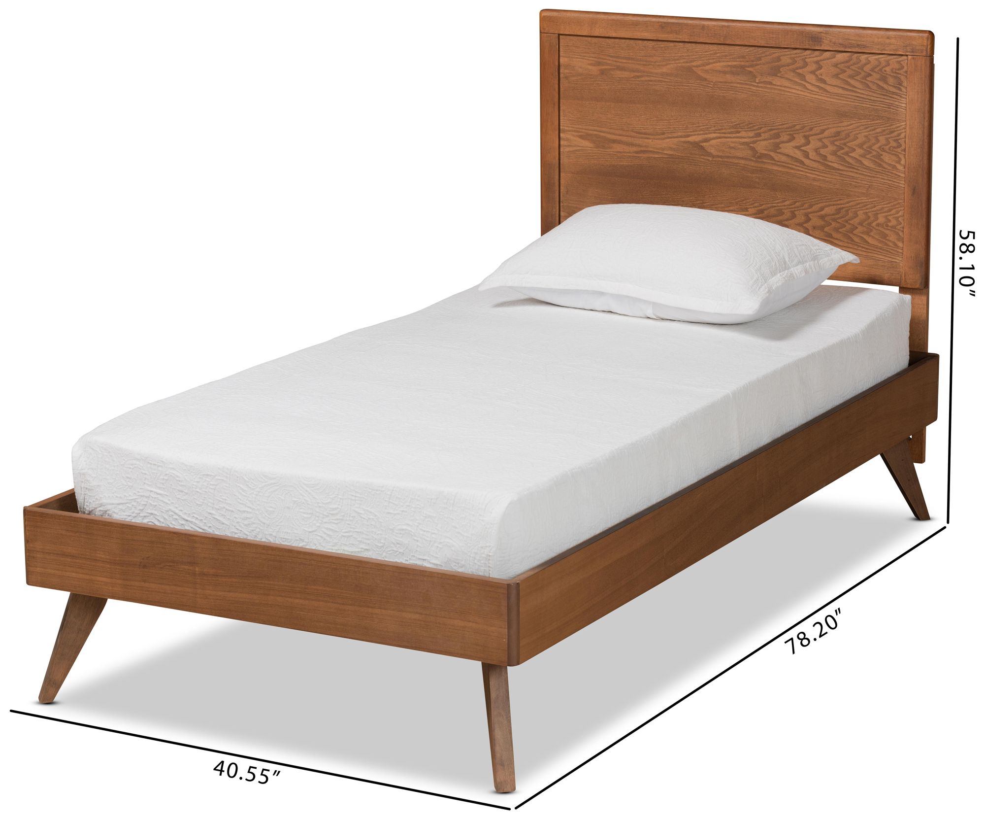 Baxton Studio Jiro Walnut Brown Twin Size Platform Bed in scene
