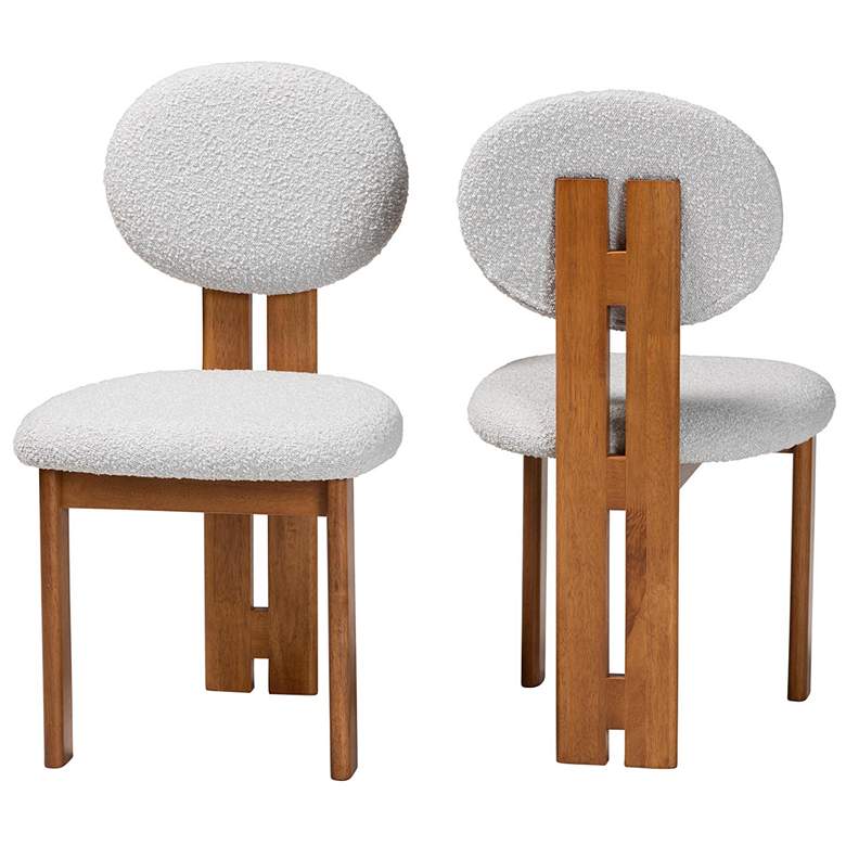 Image 1 Baxton Studio Kacela Light Grey Boucle Fabric Wood 2-Piece Dining Chair Set