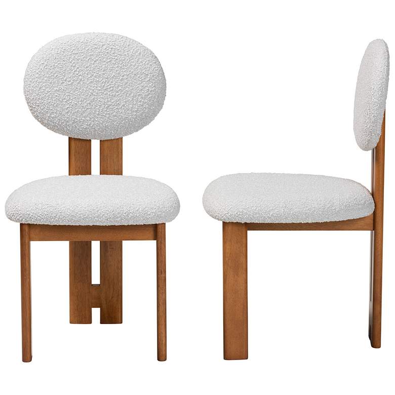 Image 4 Baxton Studio Kacela Light Grey Boucle Fabric Wood 2-Piece Dining Chair Set more views