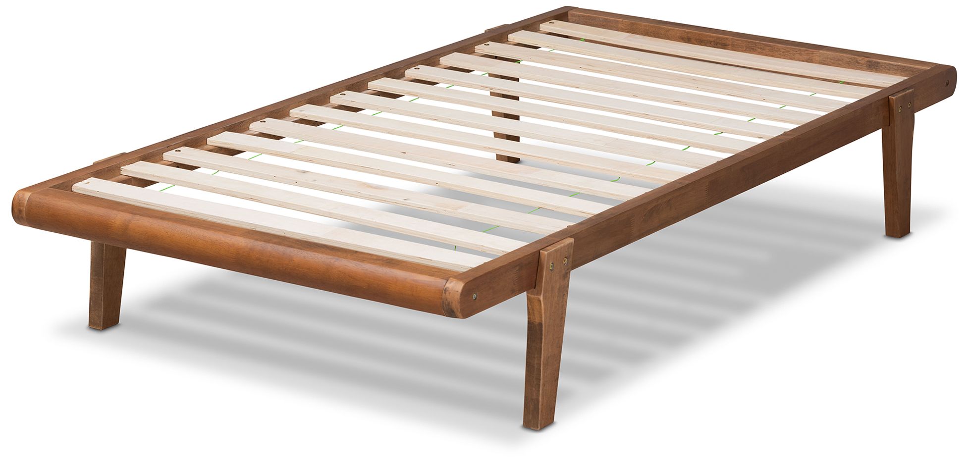 Baxton Studio Kaia Ash Walnut Twin Size Platform Bed Frame in scene