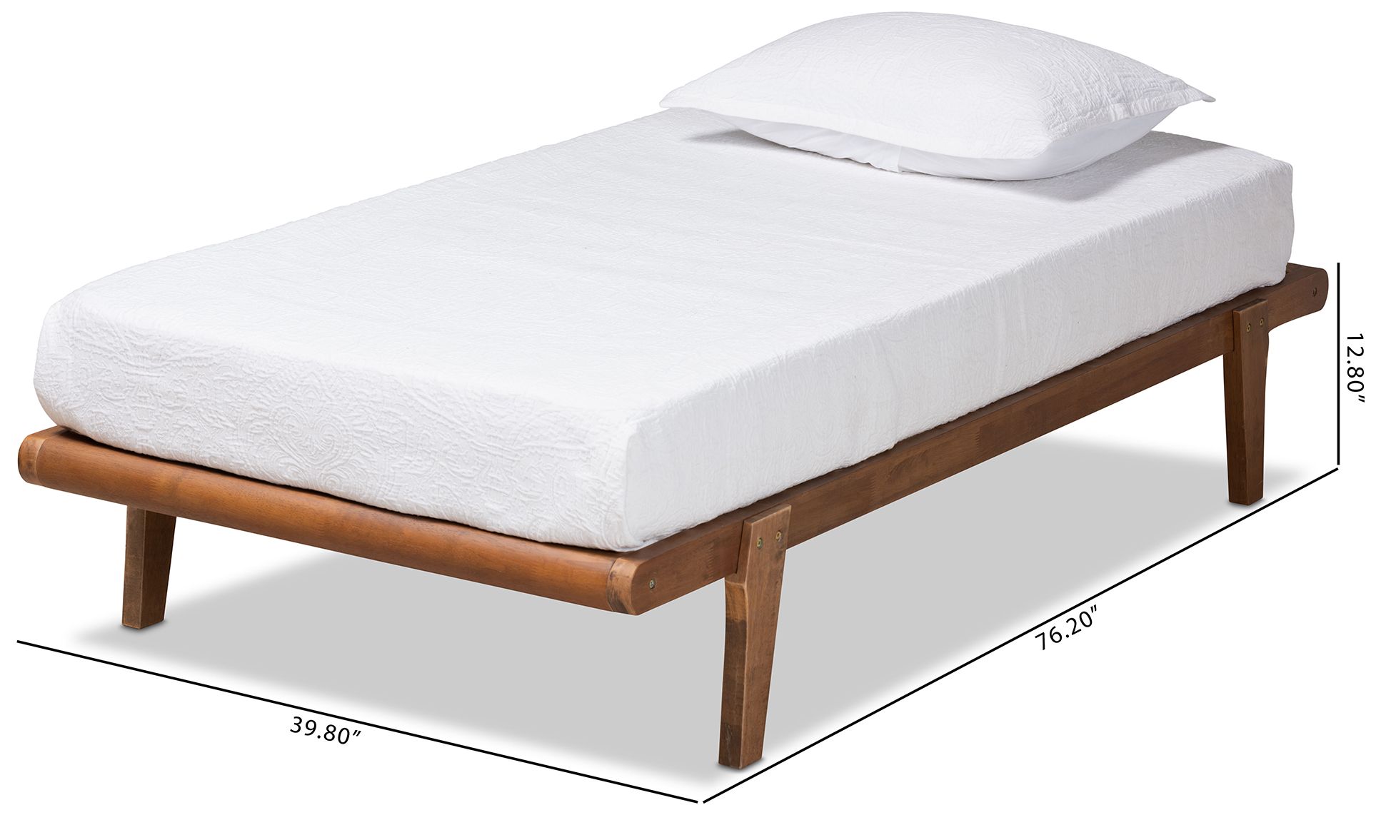 Baxton Studio Kaia Ash Walnut Twin Size Platform Bed Frame in scene