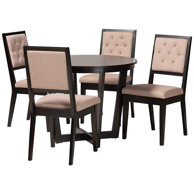 Image 2 Baxton Studio Kala Beige Fabric 5-Piece Dining Set