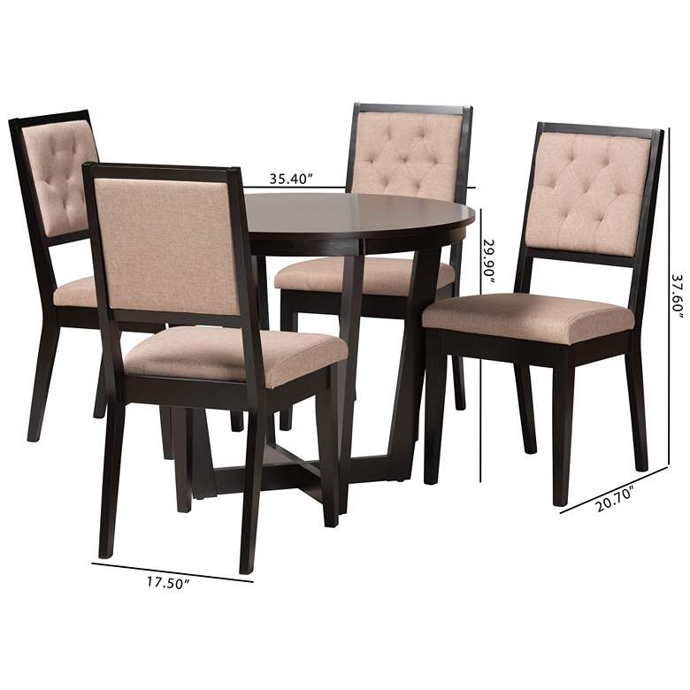 Image 3 Baxton Studio Kala Beige Fabric 5-Piece Dining Set more views