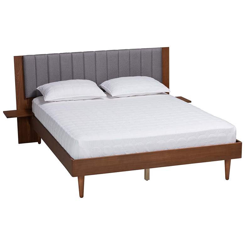 Image 1 Baxton Studio Kalista Modern Wood Queen Size Bed with Built-In Side Tables