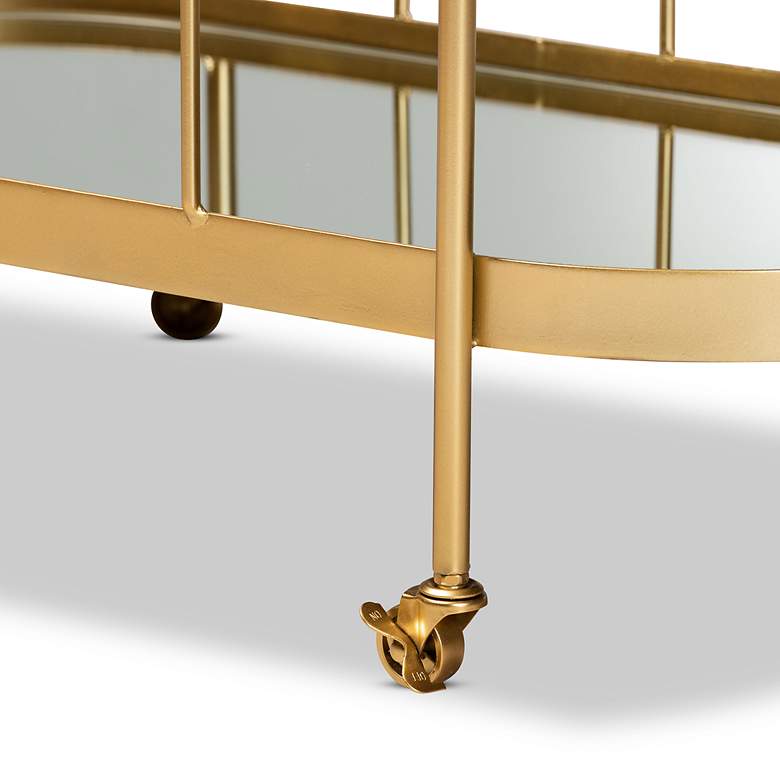 Image 7 Baxton Studio Kamal Brushed Gold 2-Tier Mobile Wine Bar Cart more views