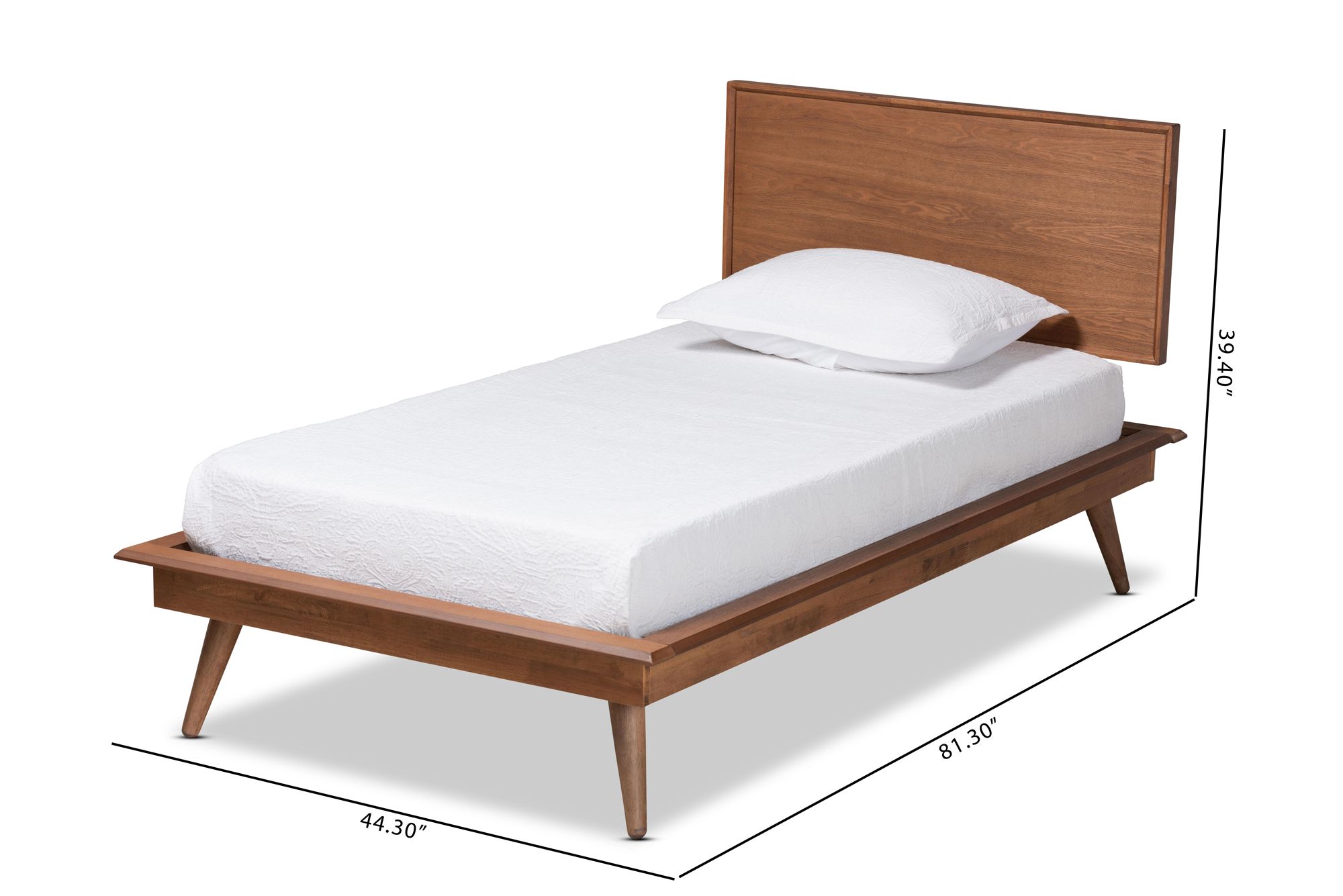 Baxton Studio Karine Ash Walnut Twin Platform Bed in scene