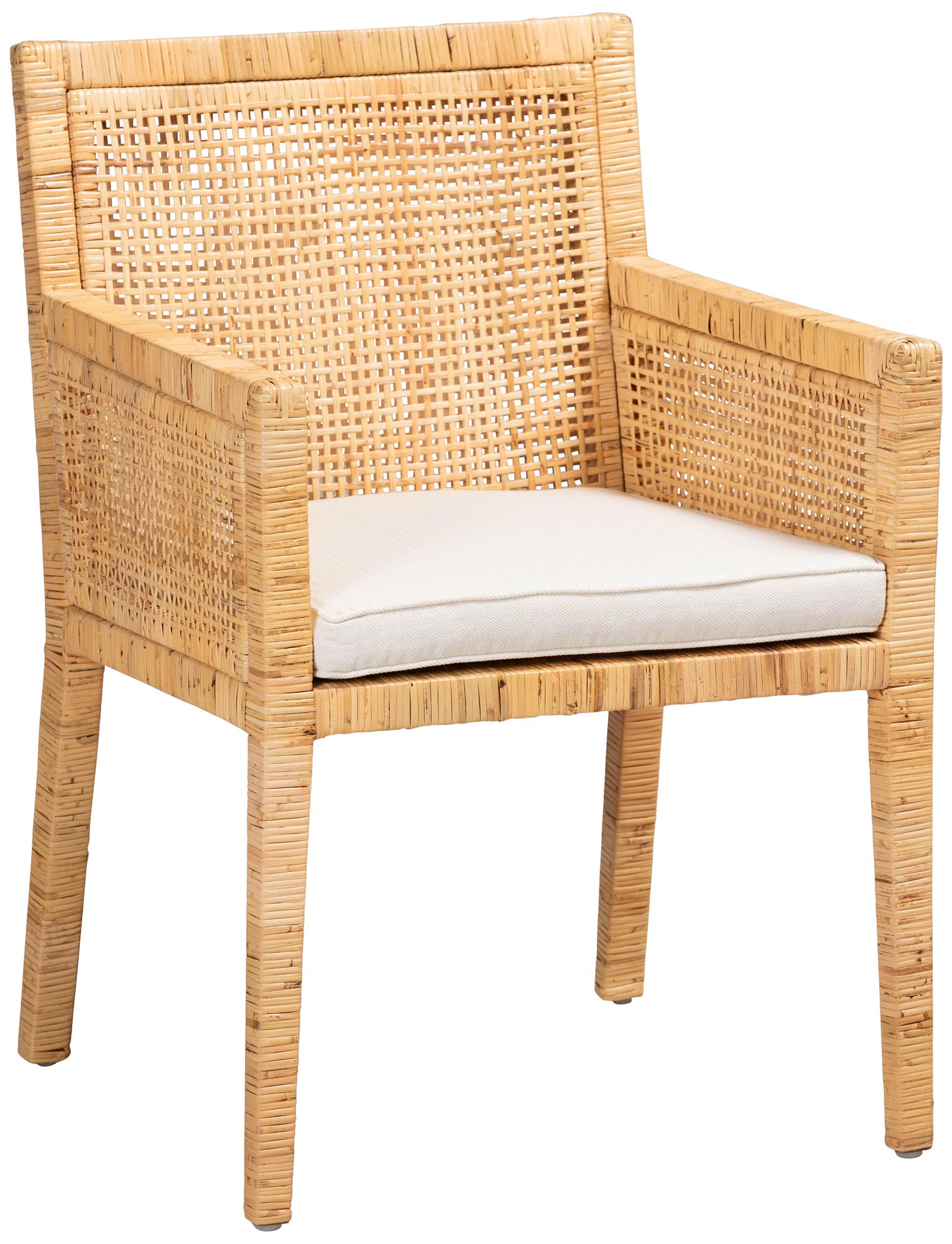 Baxton Studio Karis Natural Wood and Rattan Armchair 281R0