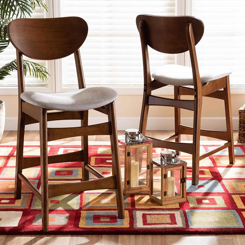 Image 1 Baxton Studio Katya 24" Gray Fabric Counter Stools Set of 2