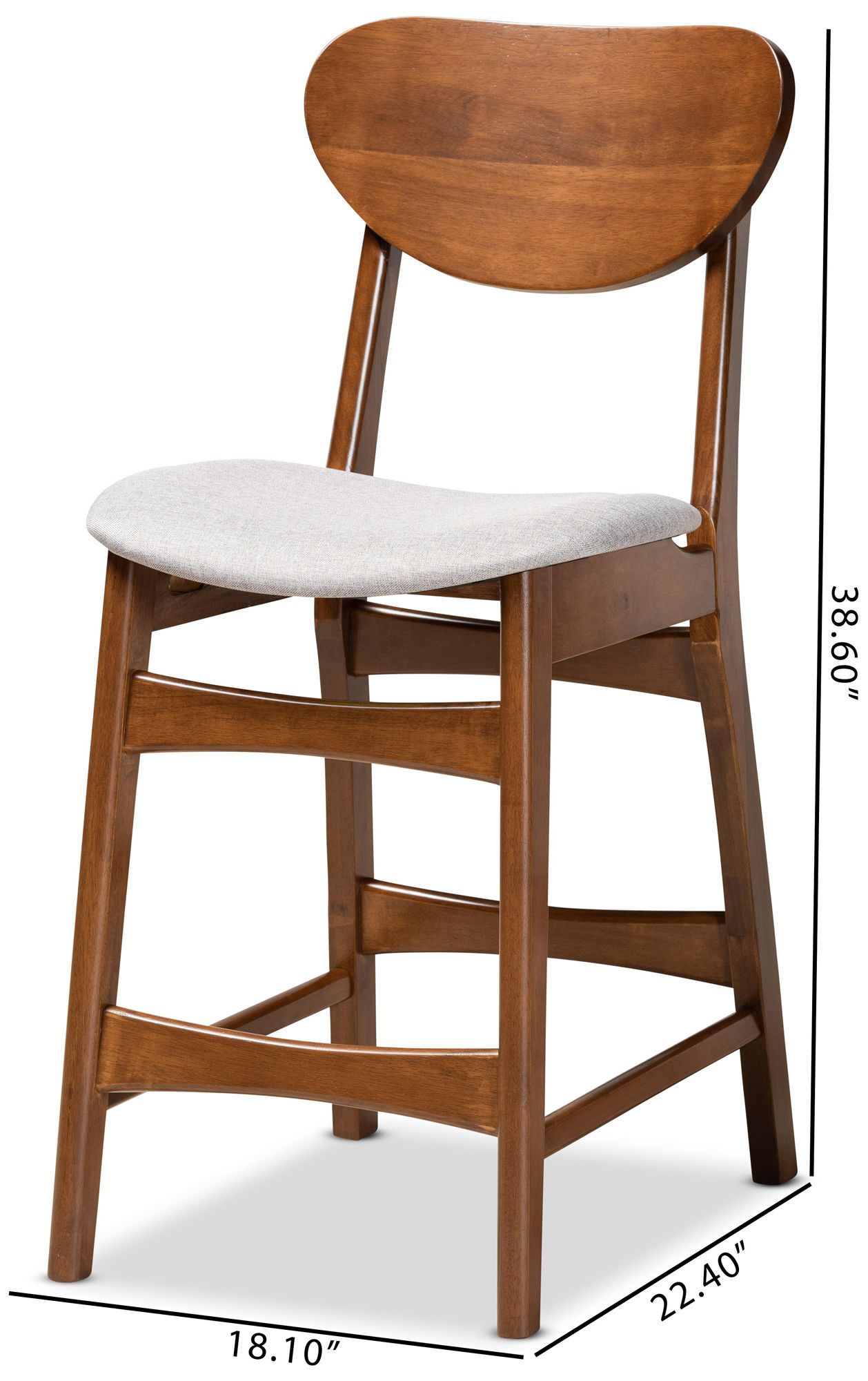 Baxton Studio Katya 24" Gray Fabric Counter Stools Set of 2