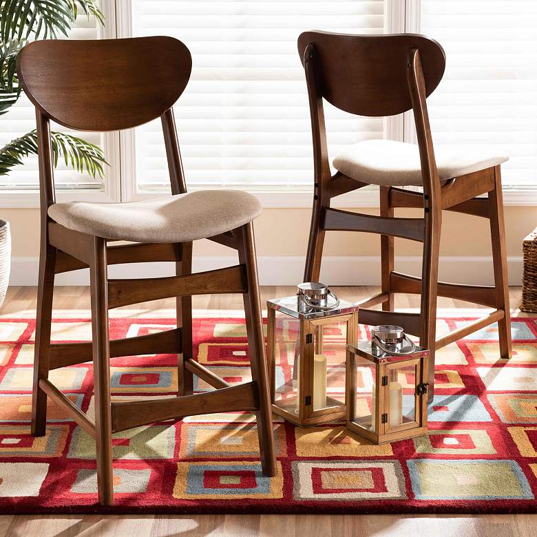 Image 1 Baxton Studio Katya 24" Sand Fabric Counter Stools Set of 2