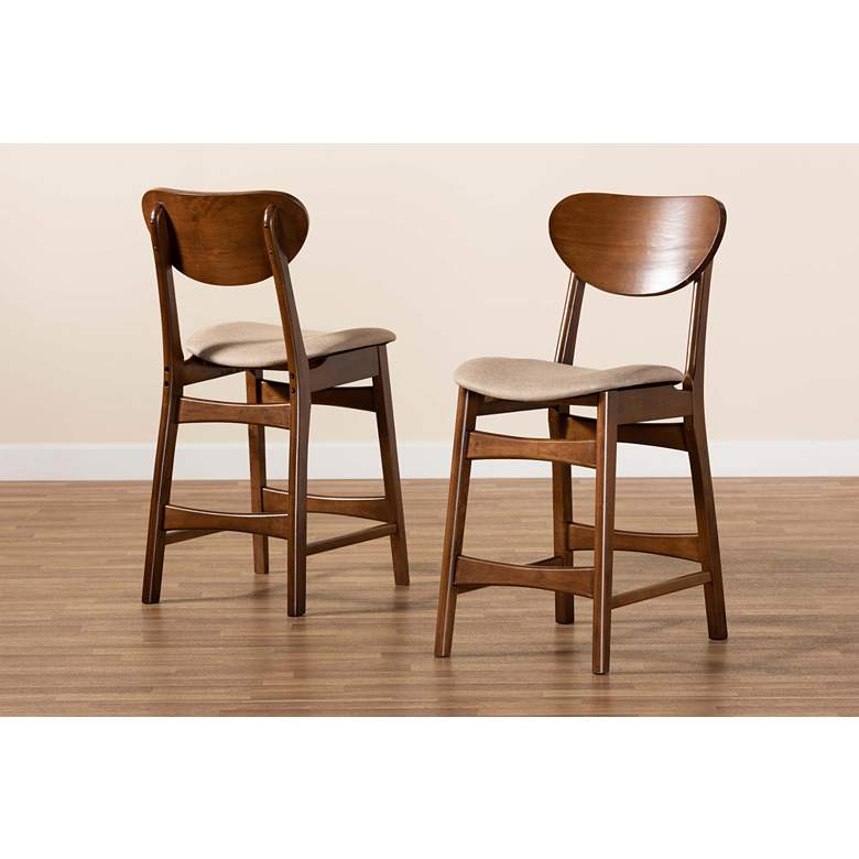 Image 7 Baxton Studio Katya 24" Sand Fabric Counter Stools Set of 2 more views