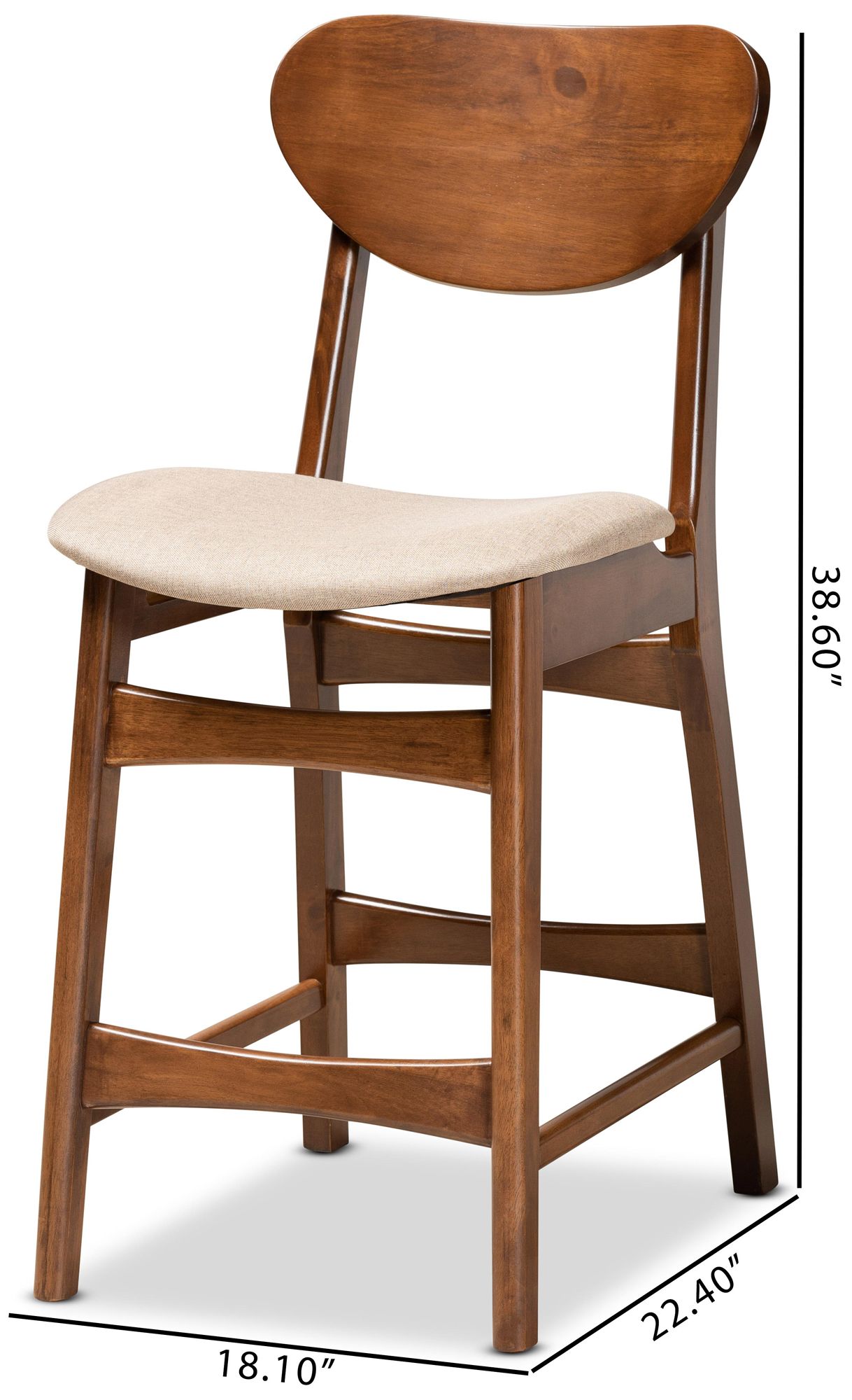 Baxton Studio Katya 24" Sand Fabric Counter Stools Set of 2