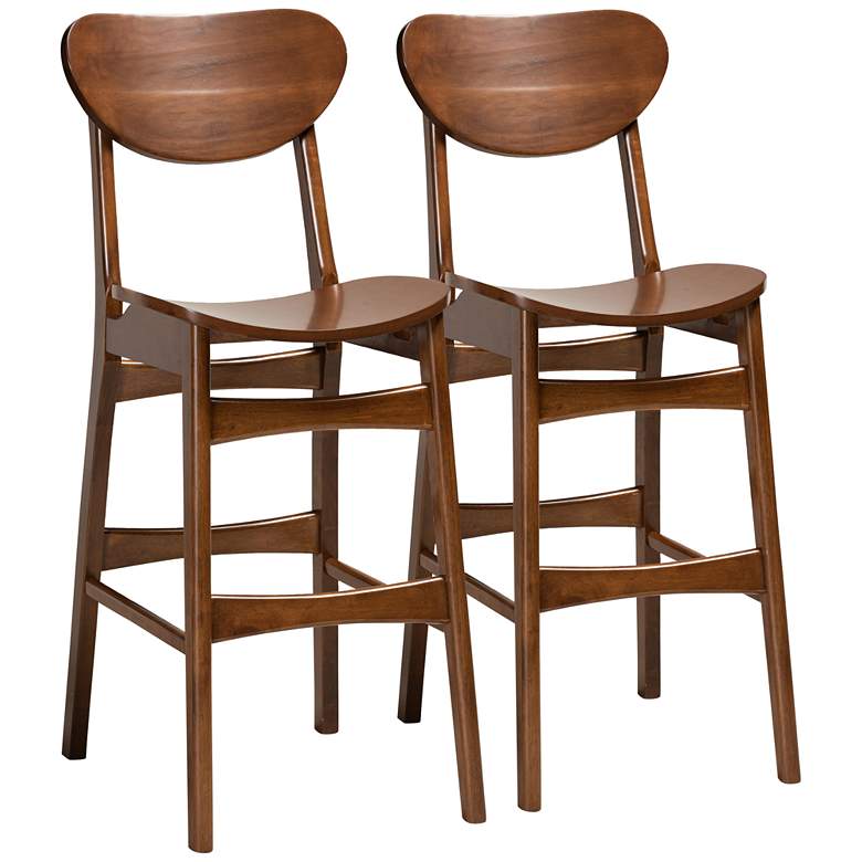 Image 2 Baxton Studio Katya 28 3/4 inch Walnut Brown Bar Stools Set of 2