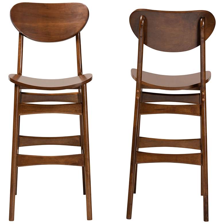 Image 5 Baxton Studio Katya 28 3/4 inch Walnut Brown Bar Stools Set of 2 more views