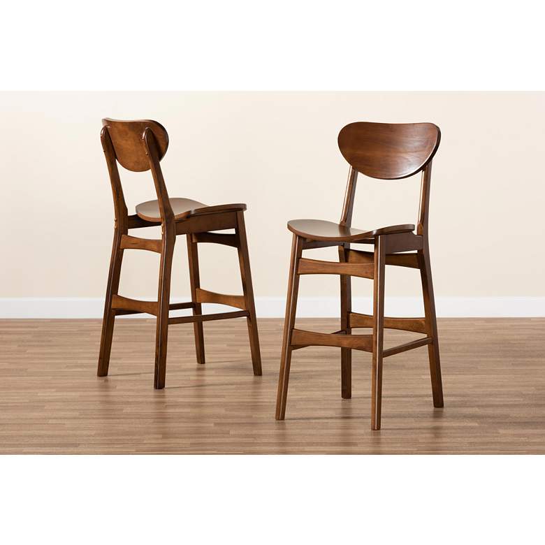 Image 7 Baxton Studio Katya 28 3/4" Walnut Brown Bar Stools Set of 2 more views
