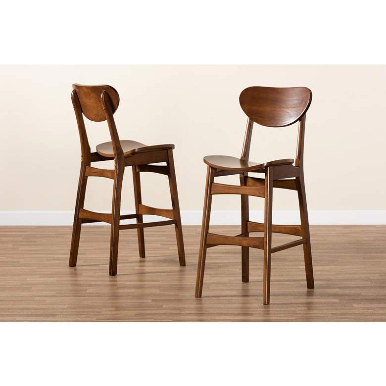 Image 7 Baxton Studio Katya 28 3/4 inch Walnut Brown Bar Stools Set of 2 more views