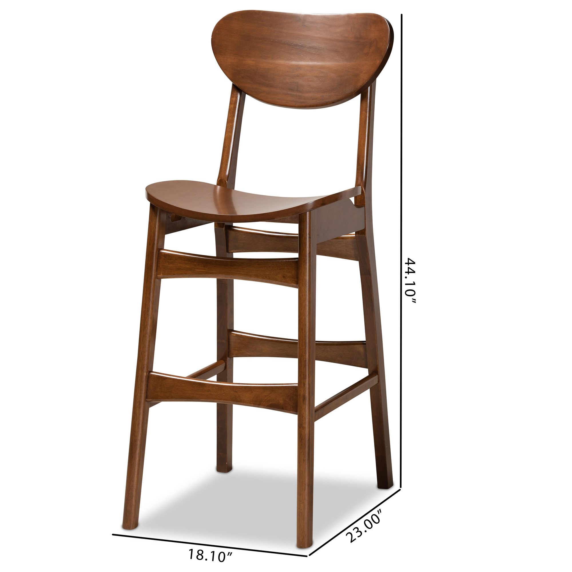 Baxton Studio Katya 28 3/4" Walnut Brown Bar Stools Set of 2 in scene