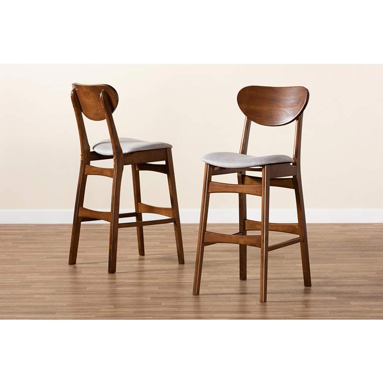 Image 7 Baxton Studio Katya 29" Gray Fabric Bar Stools Set of 2 more views