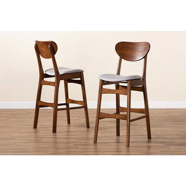 Image 7 Baxton Studio Katya 29 inch Gray Fabric Bar Stools Set of 2 more views