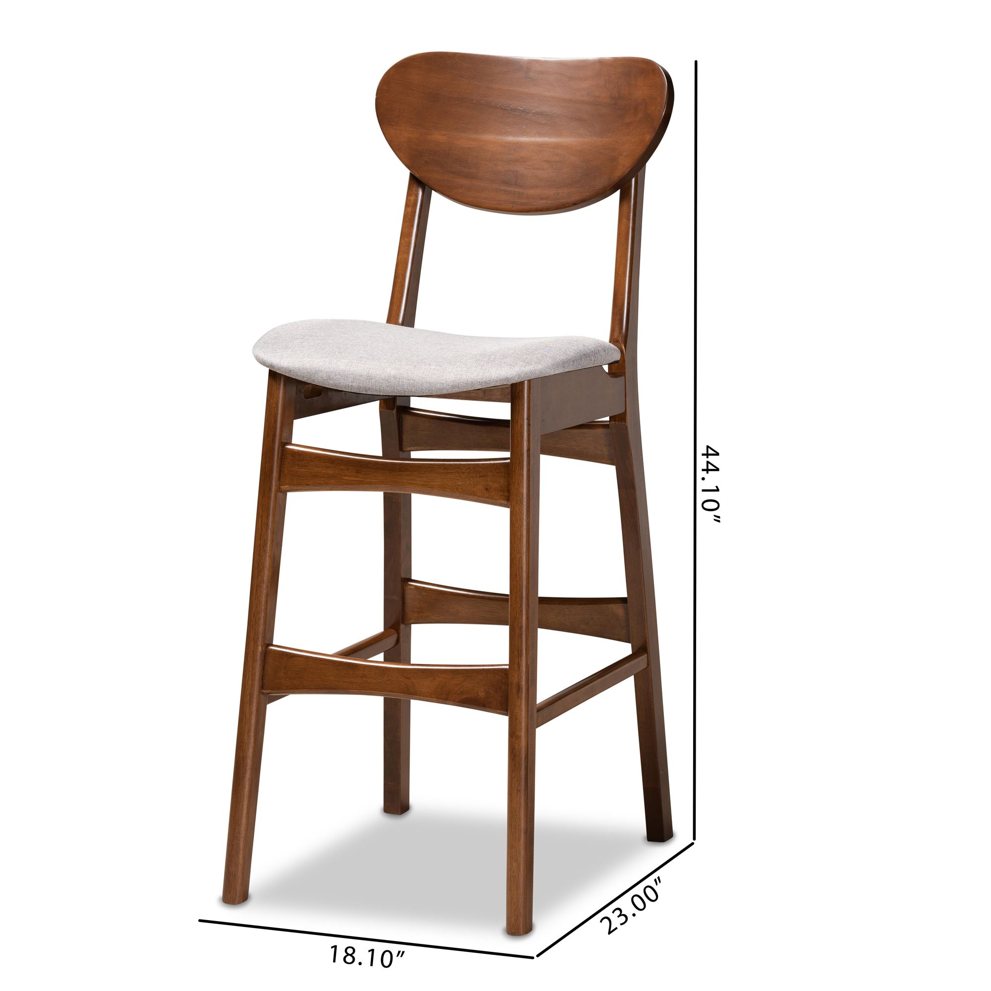 Baxton Studio Katya 29" Gray Fabric Bar Stools Set of 2 in scene