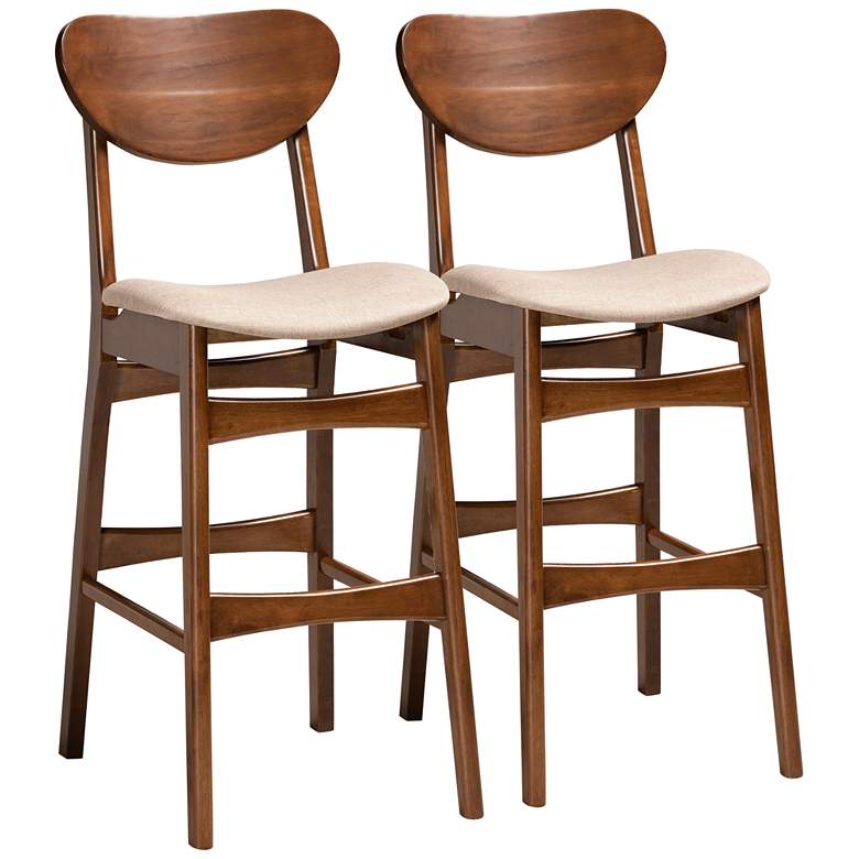 Image 2 Baxton Studio Katya 29" Sand Fabric Bar Stools Set of 2