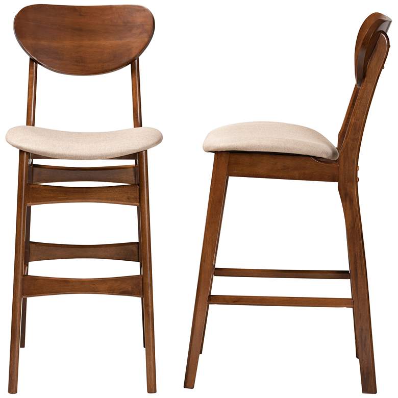Image 6 Baxton Studio Katya 29" Sand Fabric Bar Stools Set of 2 more views