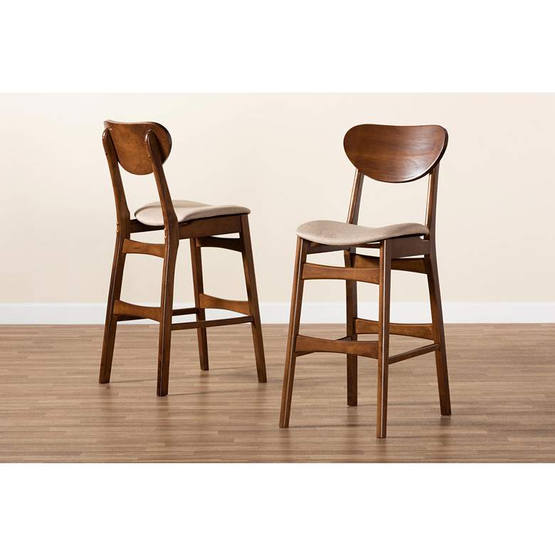 Image 7 Baxton Studio Katya 29" Sand Fabric Bar Stools Set of 2 more views