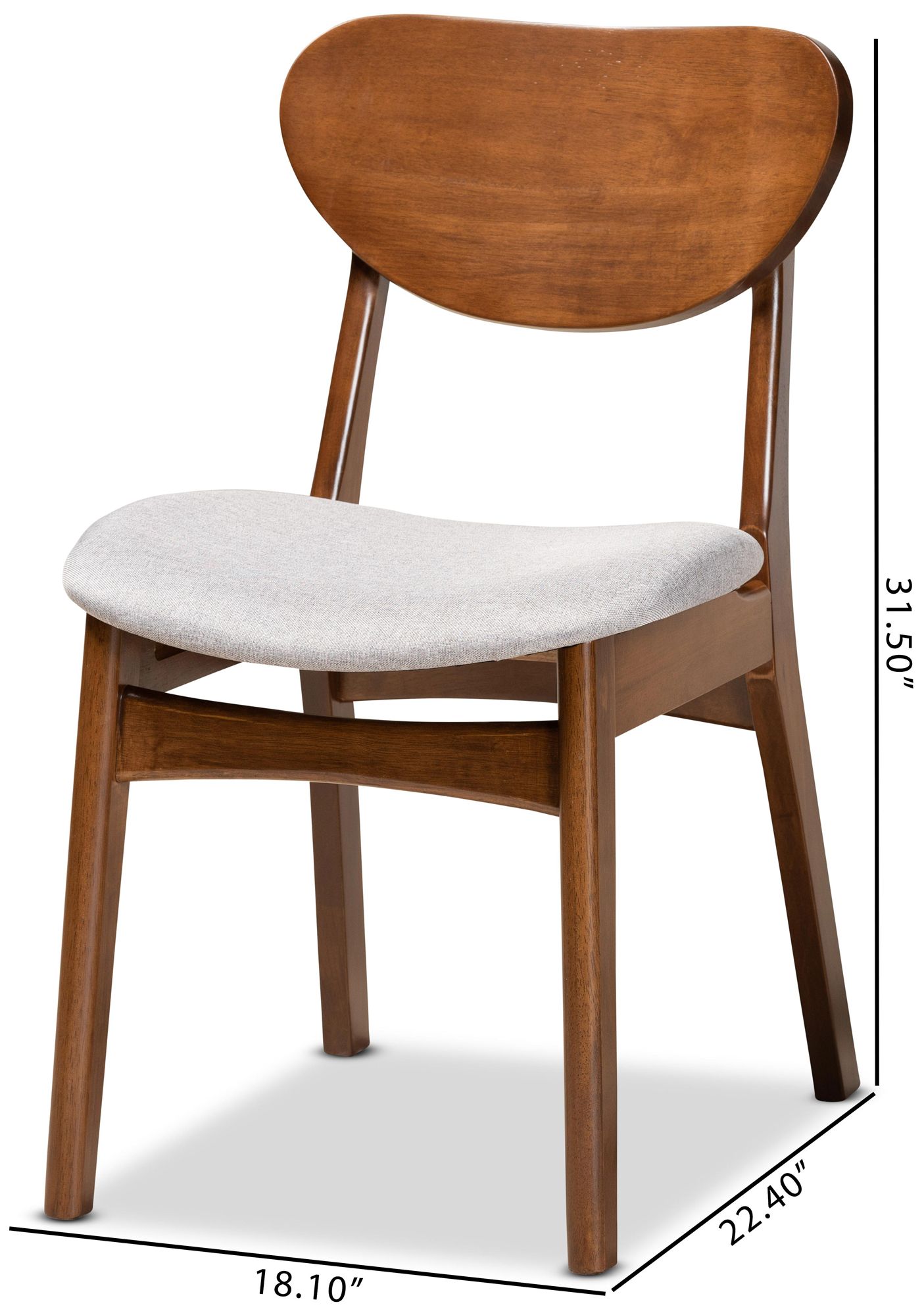 Baxton Studio Katya Gray Fabric Dining Chairs Set of 2 in scene