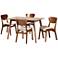 Baxton Studio Katya Sand Fabric 5-Piece Dining Set
