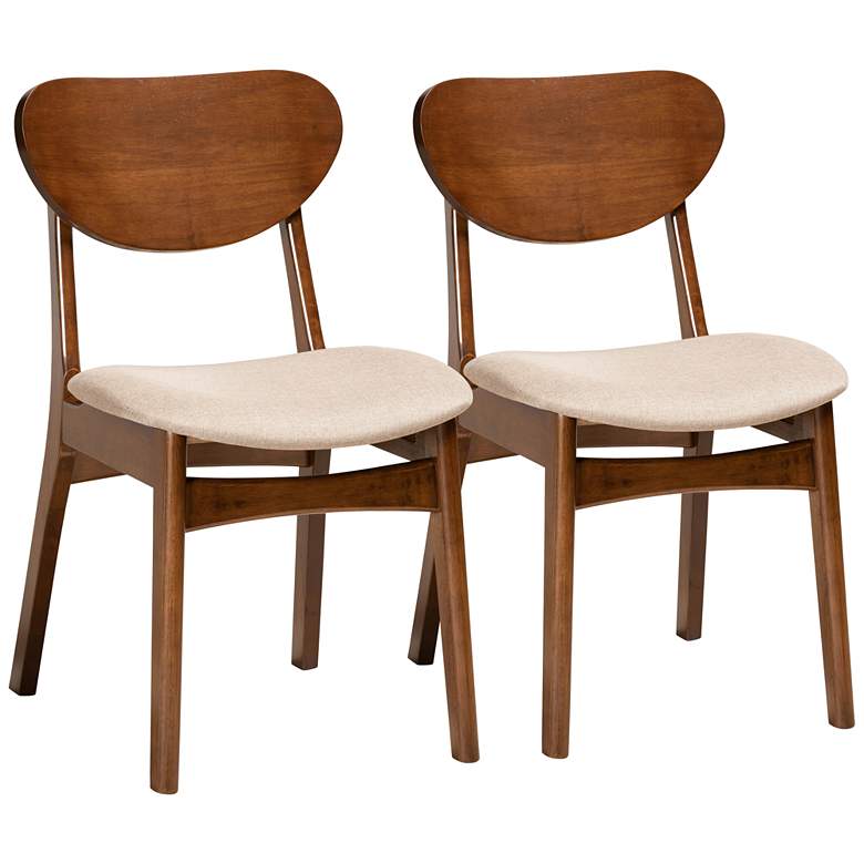 Image 2 Baxton Studio Katya Sand Fabric Dining Chairs Set of 2