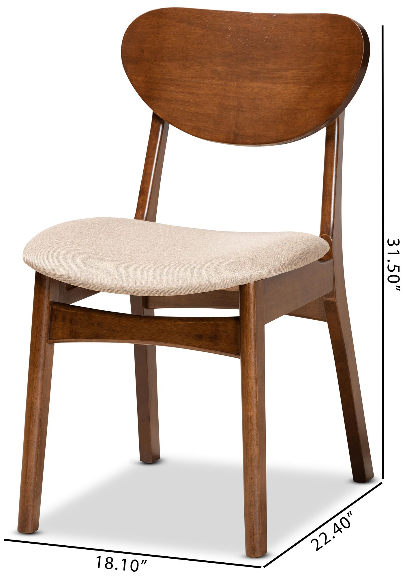 Baxton Studio Katya Sand Fabric Dining Chairs Set of 2 in scene