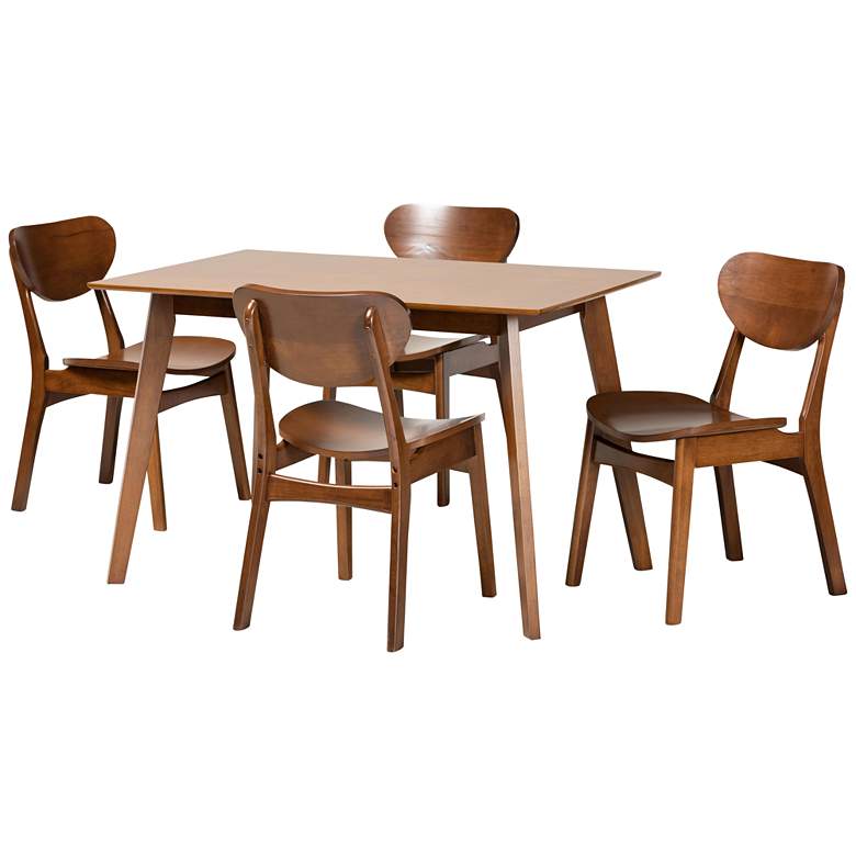 Image 2 Baxton Studio Katya Walnut Brown 5-Piece Dining Set