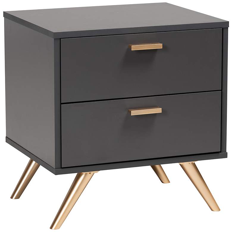 Image 2 Baxton Studio Kelson 19" Wide Dark Gray 2-Drawer Nightstand
